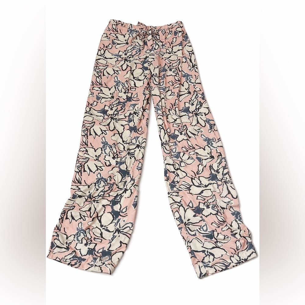Banana Republic Pink Floral Wide Leg Pants